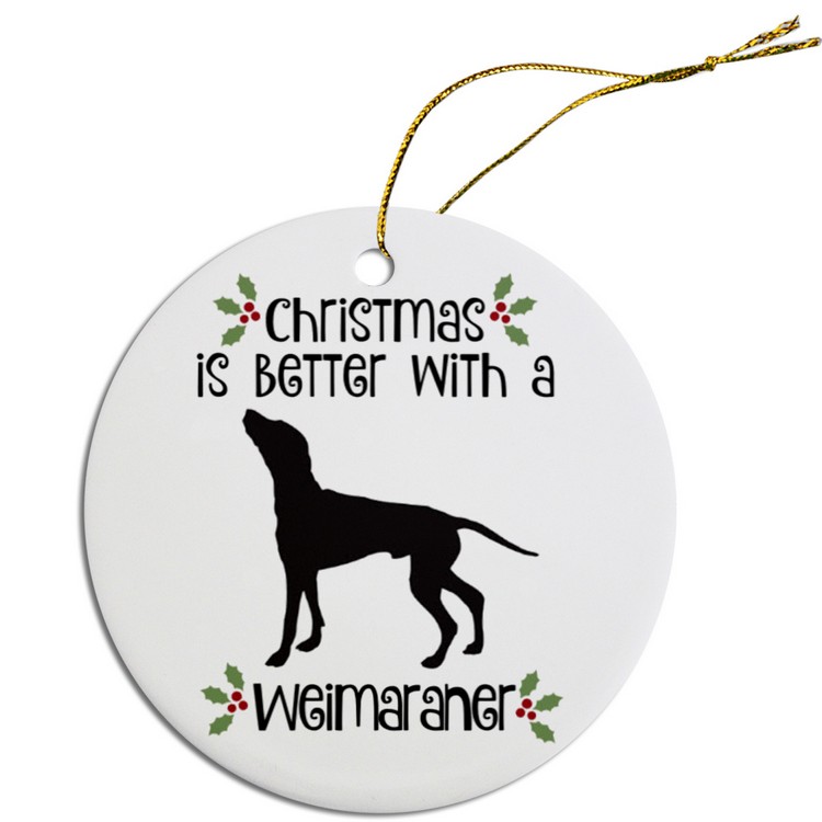 Breed Specific Round Christmas Ornament Weimaraner